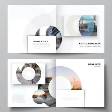 Vector layout of two covers templates for square bifold brochure, flyer Stock Illustration