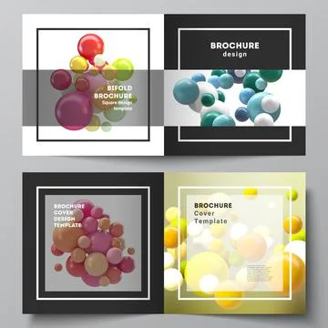 Vector layout of two covers templates for square bifold brochure, flyer Stock Illustration
