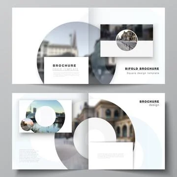 Vector layout of two covers templates for square bifold brochure, flyer Stock Illustration