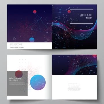 Vector layout of two covers templates for square bifold brochure, flyer Illustrazione stock