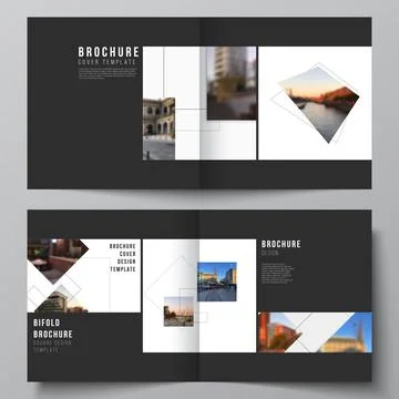 Vector layout of two covers templates with geometric simple shapes, lines and Stock Illustration