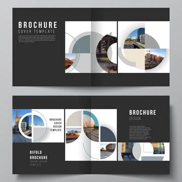 Vector layout of two covers templates for square design bifold brochure, flyer Stock Illustration