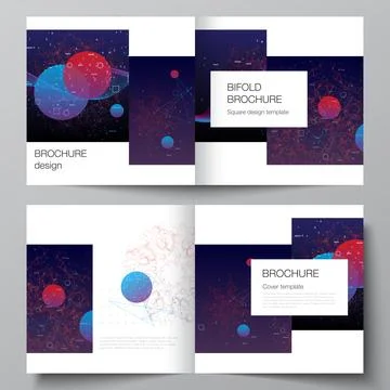 Vector layout of two covers templates for square bifold brochure, flyer Illustrazione stock