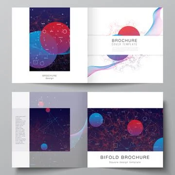 Vector layout of two covers templates for square bifold brochure, flyer Illustrazione stock