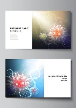 Vector layout of two creative business cards design templates, horizontal Stock Illustration