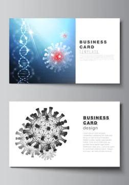 Vector layout of two creative business cards design templates, horizontal Stock Illustration