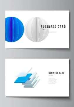 Vector layout of two creative business cards design templates, horizontal Stockillustratie