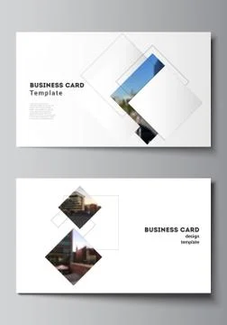 Vector layout of two creative business cards design templates, horizontal Stock Illustration