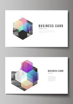 Vector layout of two creative business cards design templates, horizontal 스톡 일러스트