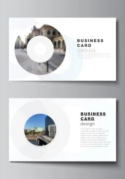 Vector layout of two creative business cards design templates, horizontal Stock Illustration