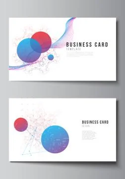 Vector layout of two creative business cards design templates, horizontal Illustrazione stock