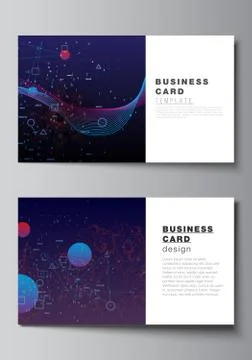 Vector layout of two creative business cards design templates, horizontal Illustrazione stock