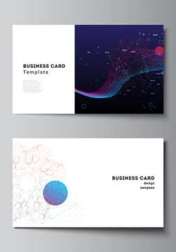 Vector layout of two creative business cards design templates, horizontal 库存插图