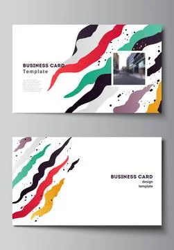 Vector layout of two creative business cards design templates, horizontal Stock Illustration