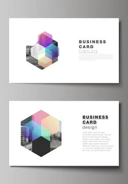 Vector layout of two creative business cards design templates, horizontal Stock Illustration