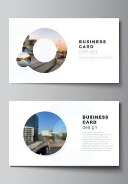 Vector layout of two creative business cards design templates, horizontal Stock Illustration