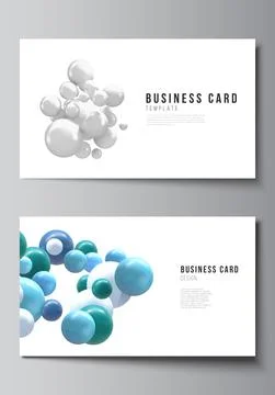 Vector layout of two creative business cards design templates, horizontal Stock Illustration