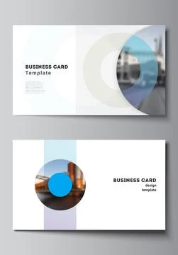 Vector layout of two creative business cards design templates, horizontal Stock Illustration