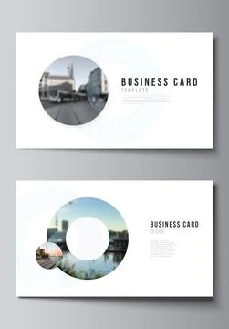 Vector layout of two creative business cards design templates, horizontal Stock Illustration