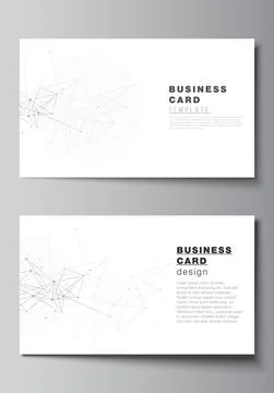 Vector layout of two creative business cards design templates, horizontal Illustrazione stock
