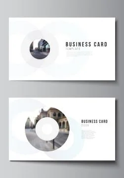 Vector layout of two creative business cards design templates, horizontal Stock Illustration