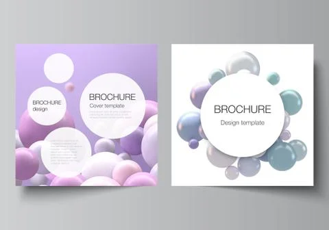 Vector layout of two square covers templates for brochure, flyer, cover design Stock Illustration