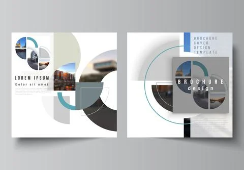 Vector layout of two square covers design template for brochure, flyer, magazine Stock Illustration