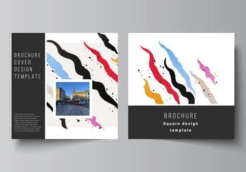 Vector layout of two square covers design templates for brochure, flyer Stock Illustration