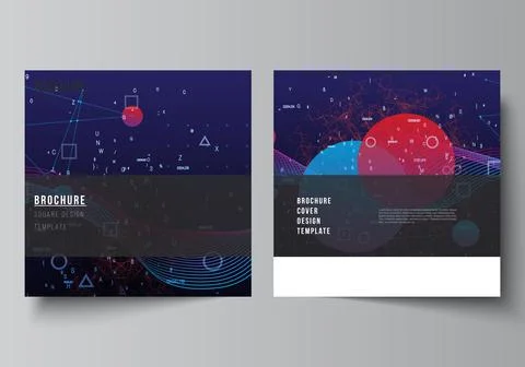Vector layout of two square covers templates for brochure, flyer, cover design Illustrazione stock