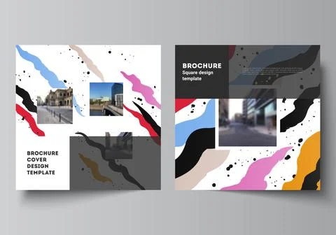 Vector layout of two square covers design templates for brochure, flyer Stock Illustration