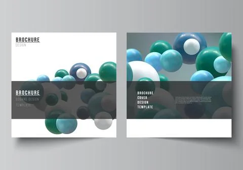 Vector layout of two square covers templates for brochure, flyer, cover design Stock Illustration