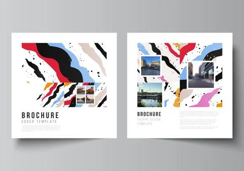 Vector layout of two square covers design templates for brochure, flyer Stock Illustration