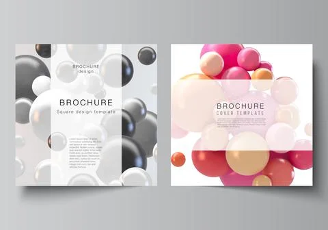 Vector layout of two square covers templates for brochure, flyer, cover design Stock Illustration