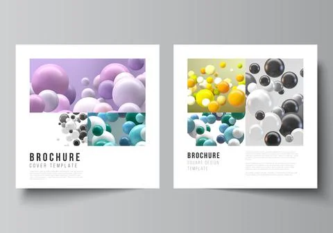 Vector layout of two square covers templates for brochure, flyer, cover design Stock Illustration