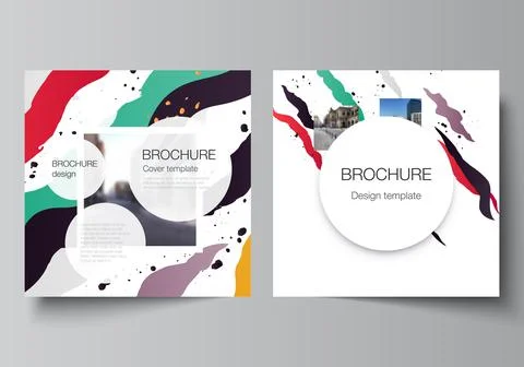 Vector layout of two square covers design templates for brochure, flyer Stock Illustration