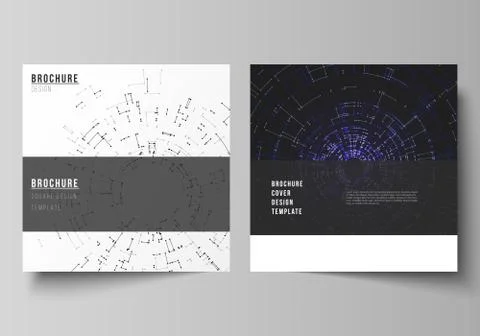 The vector layout of two square format covers design templates for brochure Stock Illustration