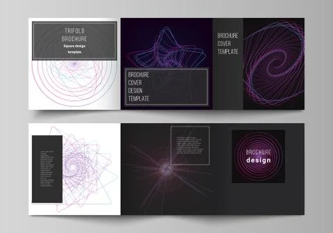 Vector layout of two square format covers design templates for trifold square Illustrazione stock