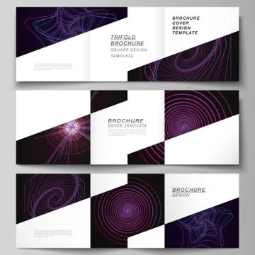 Vector layout of two square format covers design templates for trifold square Illustrazione stock