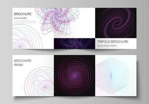 Vector layout of two square format covers design templates for trifold square Illustrazione stock