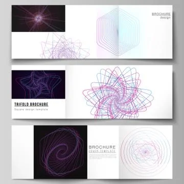 Vector layout of two square format covers design templates for trifold square Illustrazione stock
