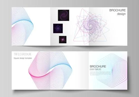 Vector layout of two square format covers design templates for trifold square Illustrazione stock