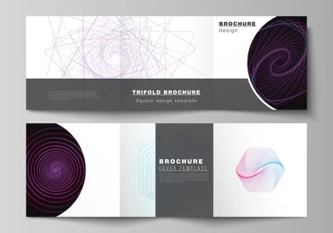 Vector layout of two square format covers design templates for trifold square 스톡 일러스트