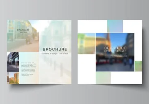 Vector layout of two square format covers design templates for brochure, flyer Stock Illustration
