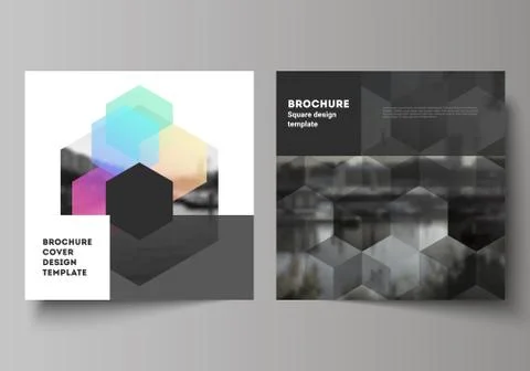 Vector layout of two square format covers design templates with abstract shapes Stock Illustration