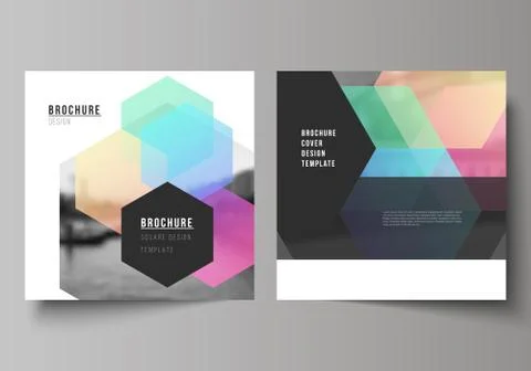 Vector layout of two square format covers design templates with colorful Illustrazione stock