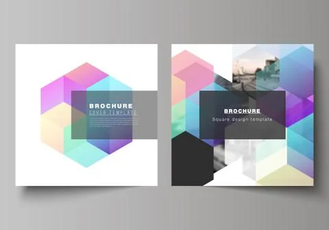 Vector layout of two square format covers design templates with colorful Illustrazione stock