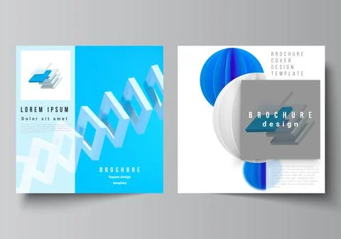 Vector layout of two square format covers templates for brochure, flyer, cover Stock Illustration