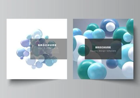 Vector layout of two square format covers templates for brochure, flyer Stock Illustration