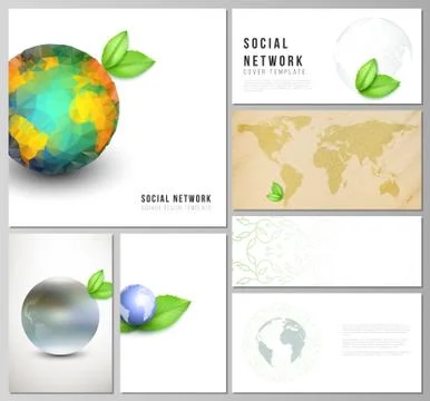 Vector layouts of modern social network mockups in popular formats for cover Stock Illustration