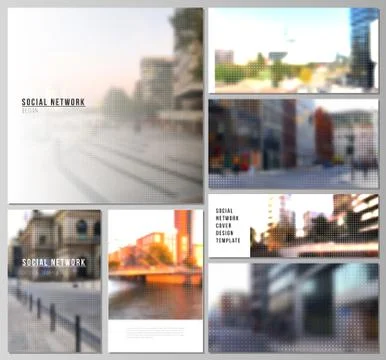 Vector layouts of modern social network mockups for cover design, website design Illustrazione stock
